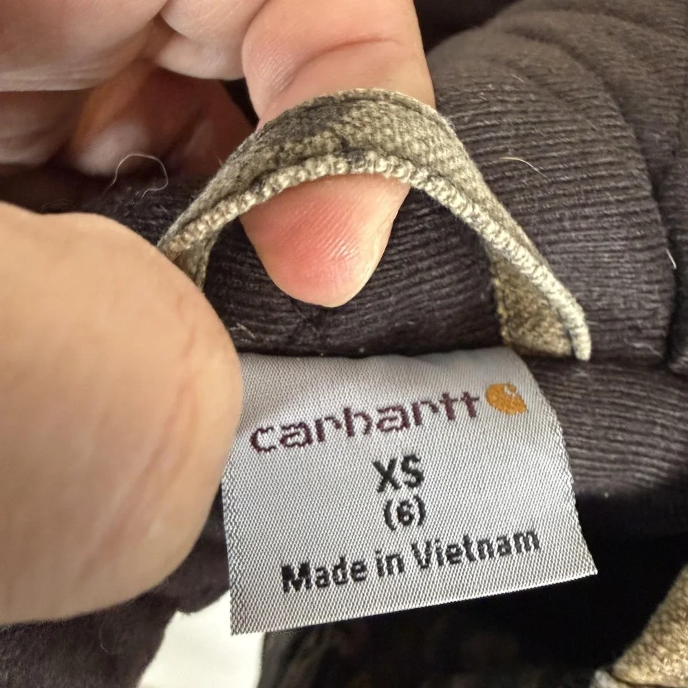 Carhartt Jacket Kids 6 Brown Camo Canvas Hooded Full Zip Insulated Hunting Warm